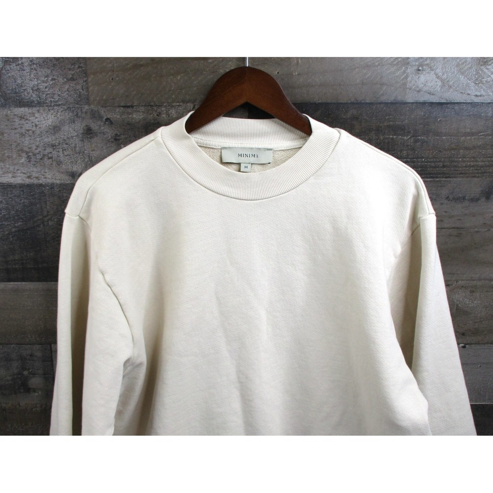 MINIM LA Sweatshirt Womens Medium Cream Cotton Made in USA Crewneck Pullover